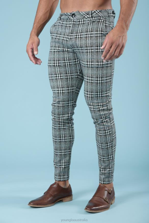 Clothing YoungLA 614 DAPPER DRESS PANTS Grey Plaid Men 4F2FF745