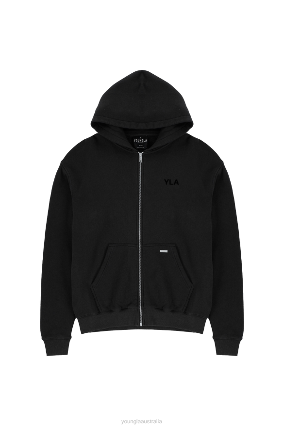Clothing YoungLA 515 MONARCH ZIP-UP HOODIE Black Wash Men 4F2FF789