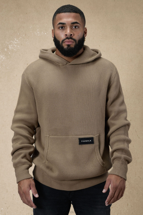 Clothing YoungLA 547 MOJAVE KNITTED HOODIES Mocha Men 4F2FF764