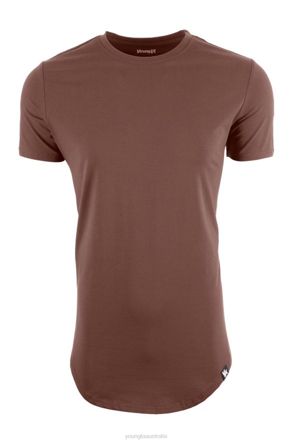 Clothing YoungLA 402 PERFECT TEE - SCALLOP BOTTOM Brown Men 4F2FF333