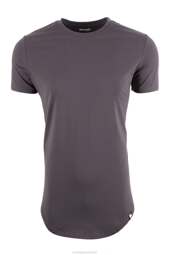 Clothing YoungLA 402 PERFECT TEE - SCALLOP BOTTOM Dark Grey Men 4F2FF326