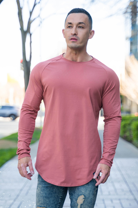 Clothing YoungLA 410 PERFECT RAGLAN LONG SLEEVE SHIRTS Coral Men 4F2FF456