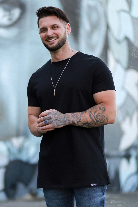 Clothing YoungLA 411 PERFECT TEE - STRAIGHT BOTTOM Black Men 4F2FF188