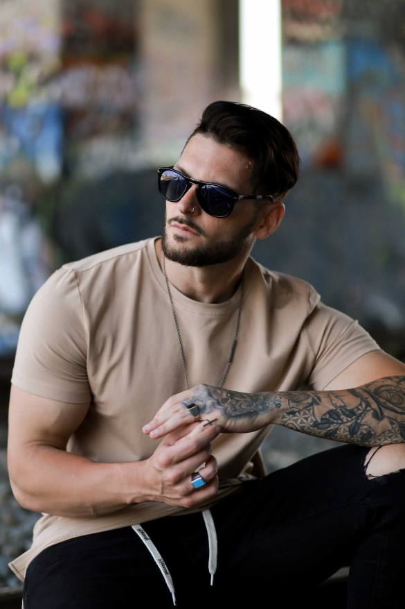 Clothing YoungLA 411 PERFECT TEE - STRAIGHT BOTTOM Khaki Men 4F2FF191