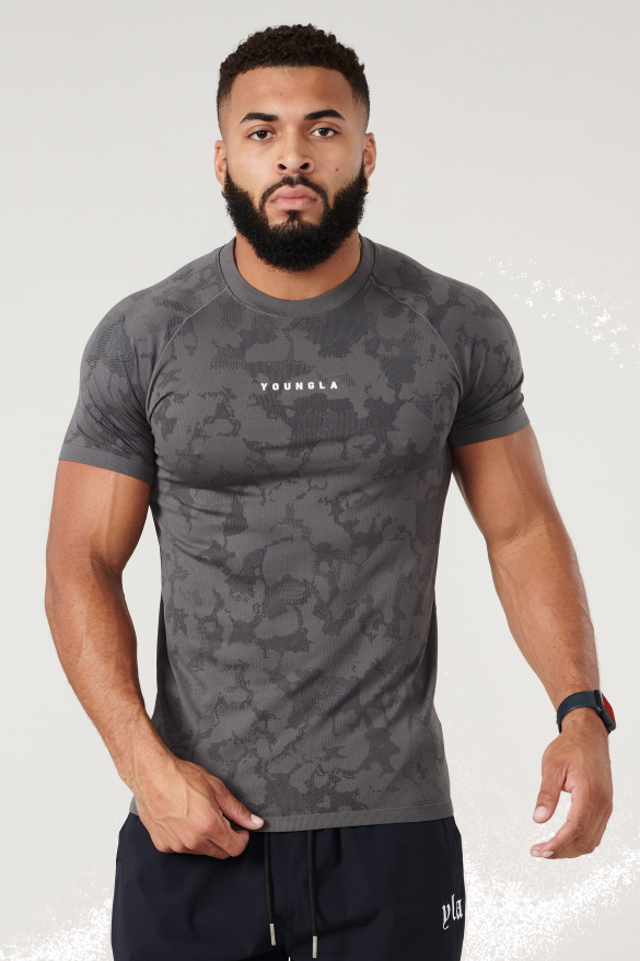 Clothing YoungLA 437 DIGITAL COMPRESSION TEES Dark Grey Men 4F2FF173