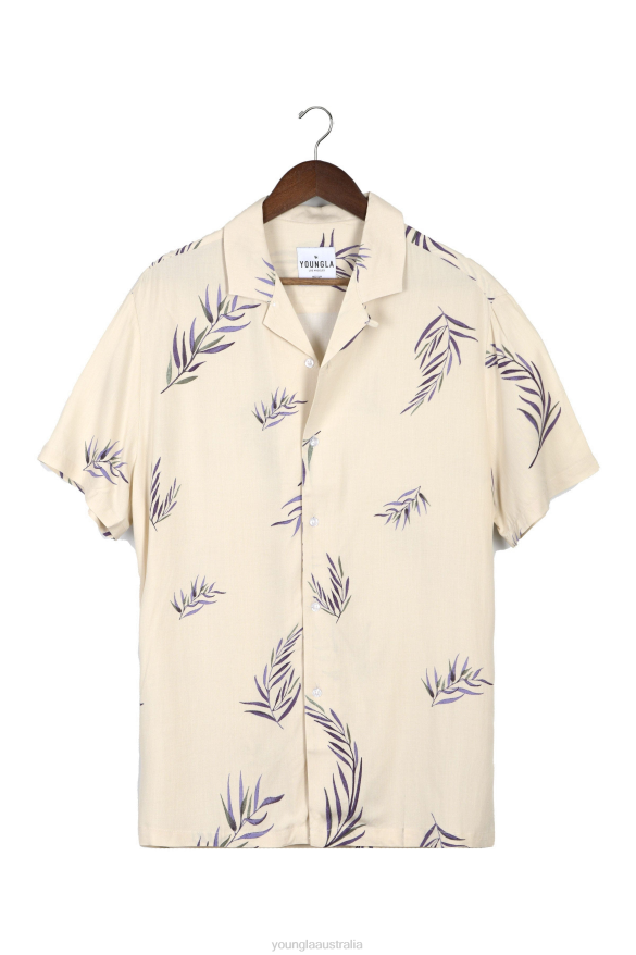 Clothing YoungLA 445 CABO VIBEZ SHIRTS PRINTED Buttermilk Leaves Men 4F2FF313