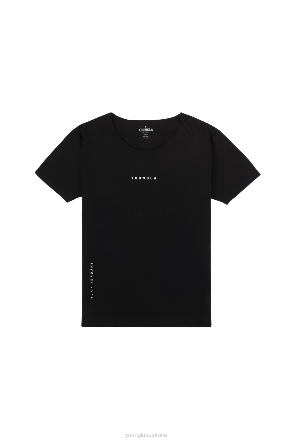 Clothing YoungLA 447 WIDE NECK RAW CUT TEE Black Men 4F2FF230