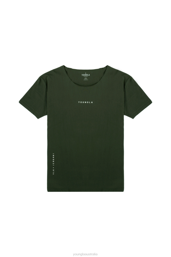 Clothing YoungLA 447 WIDE NECK RAW CUT TEE Forest Green Men 4F2FF233