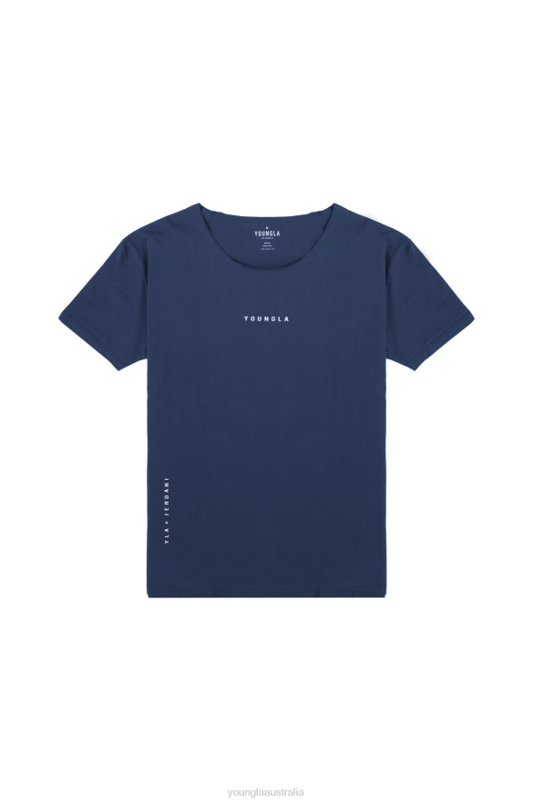 Clothing YoungLA 447 WIDE NECK RAW CUT TEE Navy Men 4F2FF234