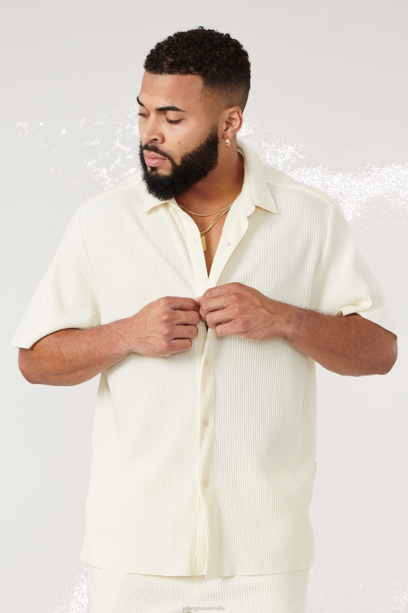 Clothing YoungLA 448 PLEATED FESTIVAL SHIRTS Cream Men 4F2FF180