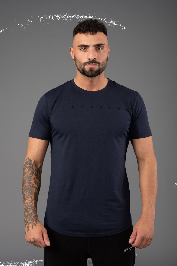 Clothing YoungLA 459 MONOCHROME FITTED TEES Navy Men 4F2FF303