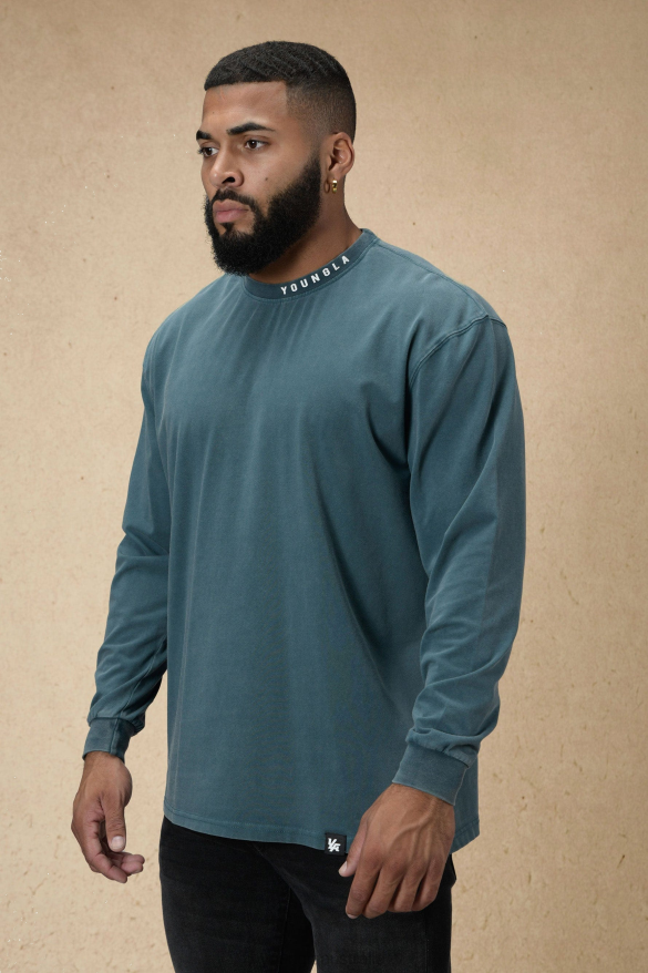 Clothing YoungLA 810 TRADEMARK LONGSLEEVES Teal Wash Men 4F2FF431