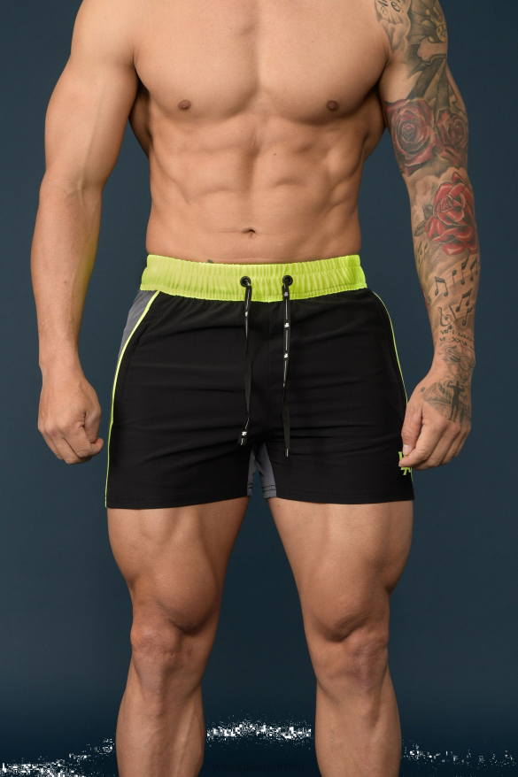 Clothing YoungLA 101 BODYBUILDING SHORT SHORTS Black/Neon Men 4F2FF693