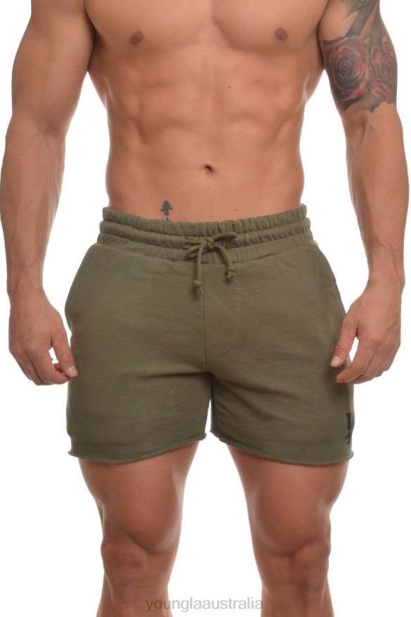 Clothing YoungLA 102 BODYBUILDING FRENCH TERRY SHORTS Olive Men 4F2FF644