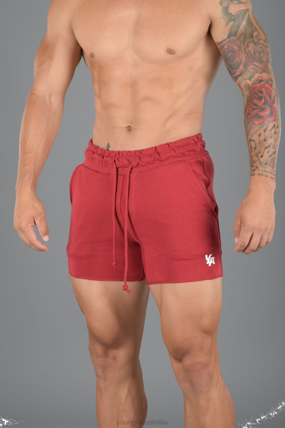Clothing YoungLA 102 BODYBUILDING FRENCH TERRY SHORTS Red Men 4F2FF659
