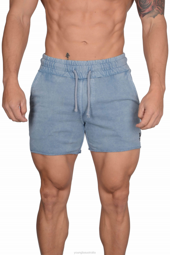 Clothing YoungLA 102 BODYBUILDING FRENCH TERRY SHORTS Sky Blue Washed Men 4F2FF656