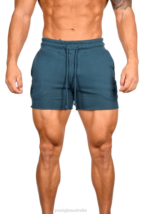 Clothing YoungLA 102 BODYBUILDING FRENCH TERRY SHORTS Teal Men 4F2FF654