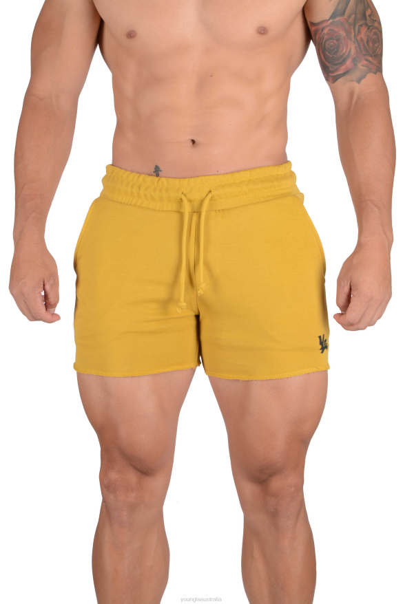 Clothing YoungLA 102 BODYBUILDING FRENCH TERRY SHORTS Yellow Men 4F2FF652