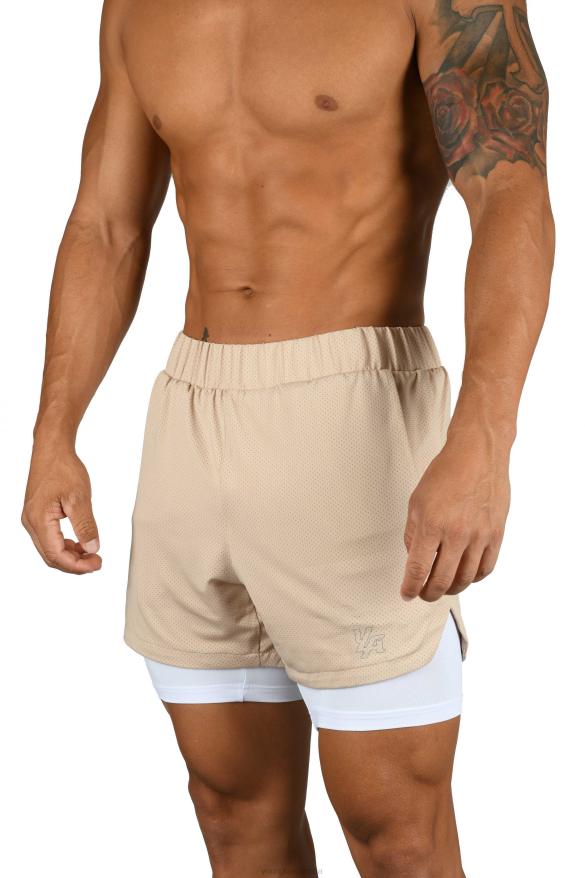 Clothing YoungLA 105 COMPRESSION SHORTS 2.0 Beige/White Men 4F2FF568