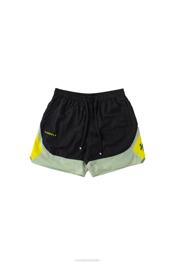 Clothing YoungLA 109 RETRO SHORTS Black/Sage Green Men 4F2FF595