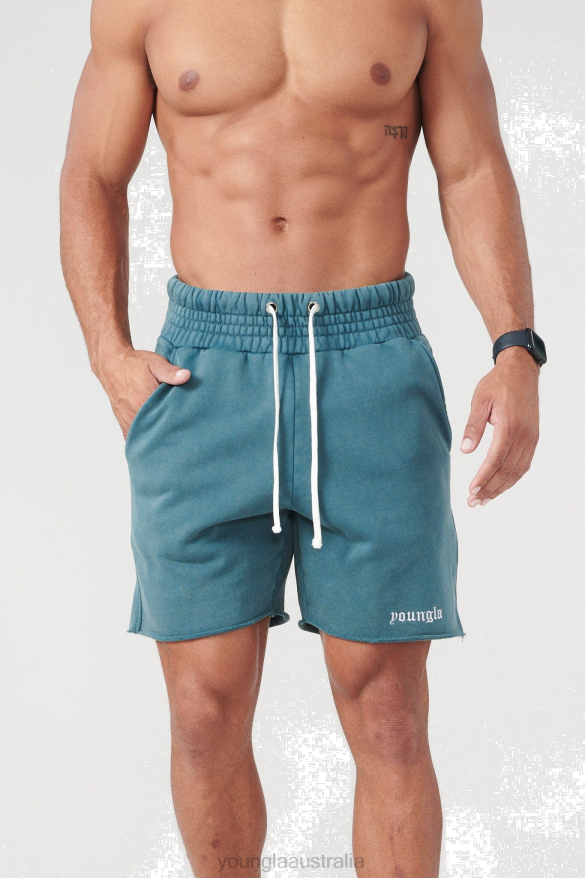 Clothing YoungLA 110 SAN DIEGO TERRY SHORTS Teal Wash Men 4F2FF542