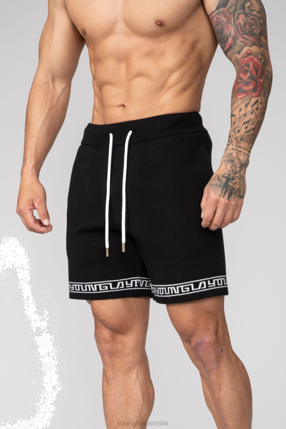 Clothing YoungLA 116 HIEROGLYPHIC KNITTED SHORTS Black Men 4F2FF670