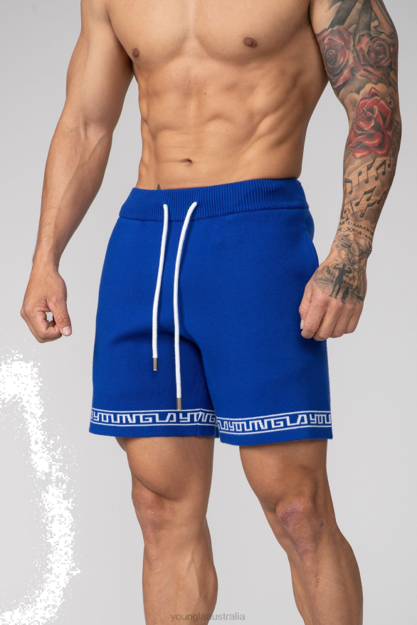 Clothing YoungLA 116 HIEROGLYPHIC KNITTED SHORTS Royal Blue Men 4F2FF674