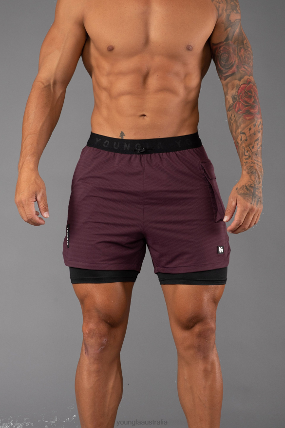 Clothing YoungLA 121 PERFORMANCE LINE COMPRESSION SHORTS Plum Men 4F2FF640