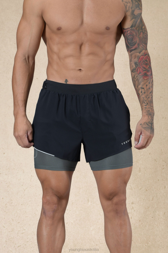 Clothing YoungLA 124 - 6AM COMPRESSION SHORTS Black Men 4F2FF576