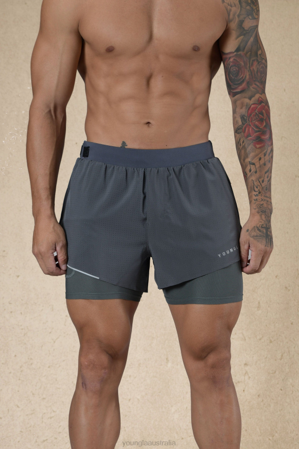 Clothing YoungLA 124 - 6AM COMPRESSION SHORTS Grey Men 4F2FF577