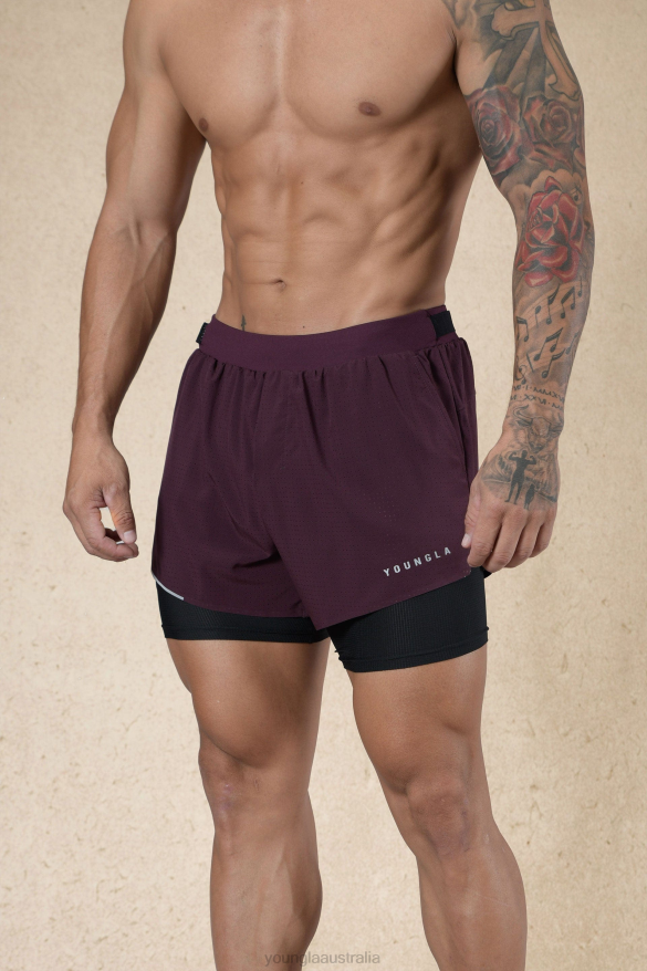 Clothing YoungLA 124 - 6AM COMPRESSION SHORTS Plum Men 4F2FF579