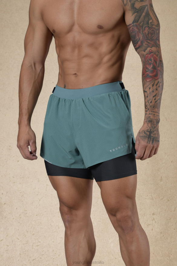 Clothing YoungLA 124 - 6AM COMPRESSION SHORTS Sage Green Men 4F2FF580