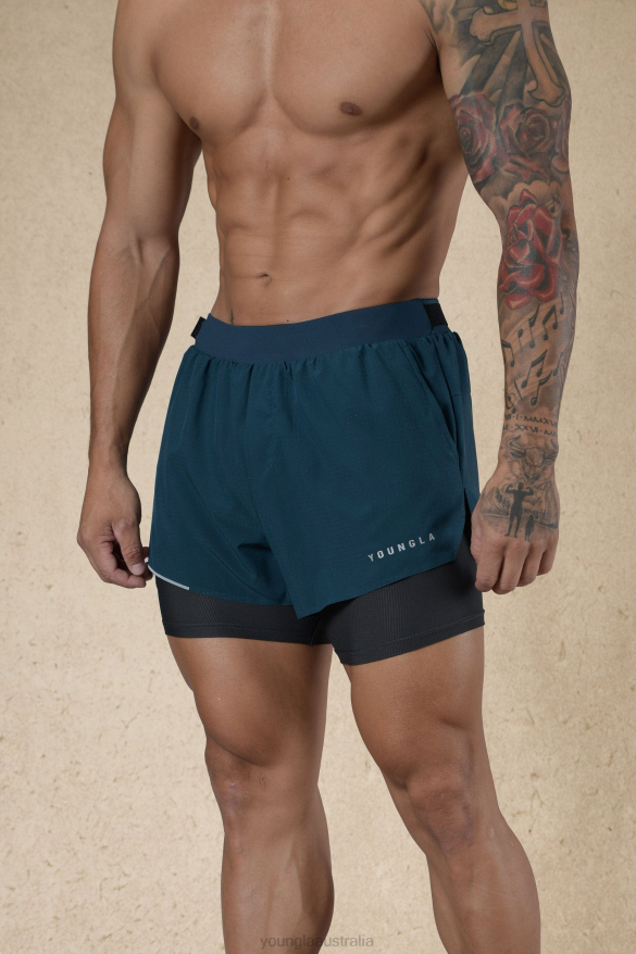 Clothing YoungLA 124 - 6AM COMPRESSION SHORTS Teal Men 4F2FF581