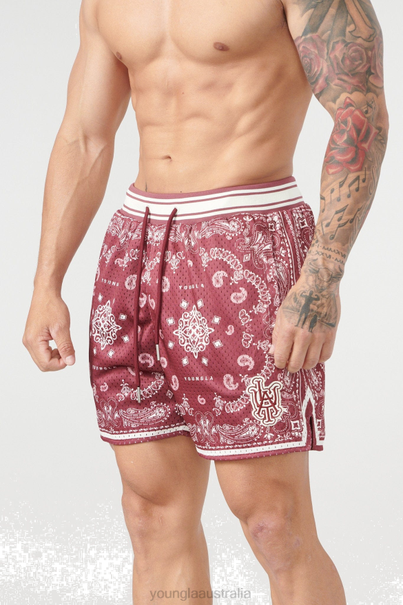 Clothing YoungLA 132 INFAMOUS BANDANA SHORTS Burgundy Men 4F2FF485