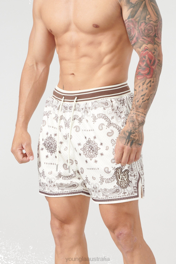 Clothing YoungLA 132 INFAMOUS BANDANA SHORTS Chocolate Men 4F2FF486
