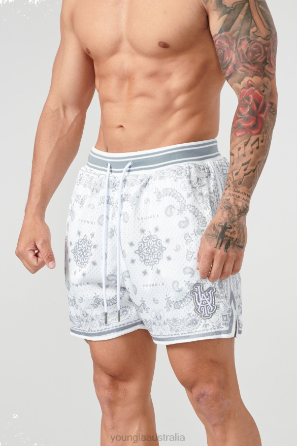 Clothing YoungLA 132 INFAMOUS BANDANA SHORTS Grey Men 4F2FF487