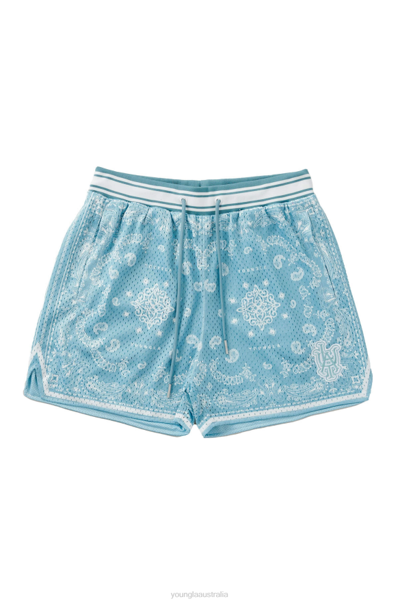 Clothing YoungLA 132 INFAMOUS BANDANA SHORTS Light Blue Men 4F2FF488
