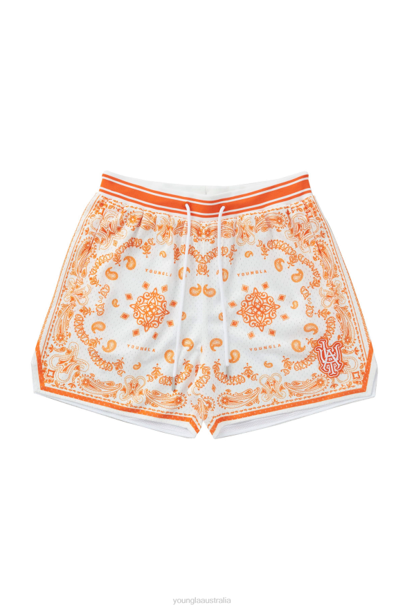 Clothing YoungLA 132 INFAMOUS BANDANA SHORTS Orange Men 4F2FF489