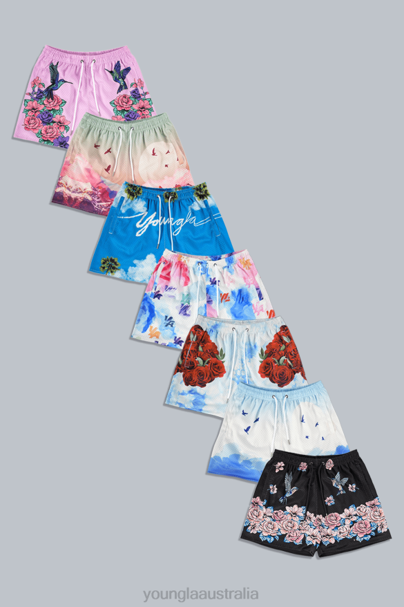 Clothing YoungLA 141 THE BLOCK PARTY SHORTS Pink Boquet Men 4F2FF612