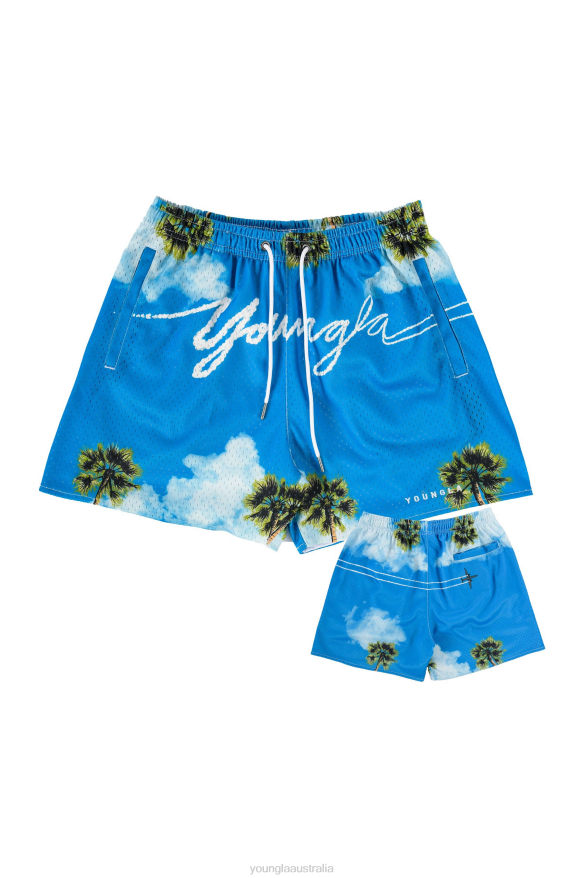 Clothing YoungLA 141 THE BLOCK PARTY SHORTS Signature Clouds Men 4F2FF608