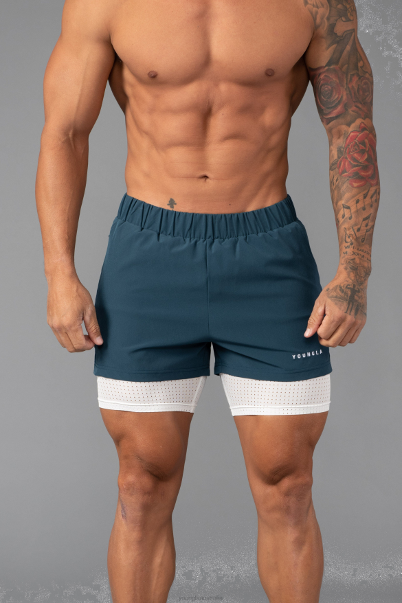 Clothing YoungLA 144 PEAK VELOCITY COMPRESSION SHORTS Teal Men 4F2FF679
