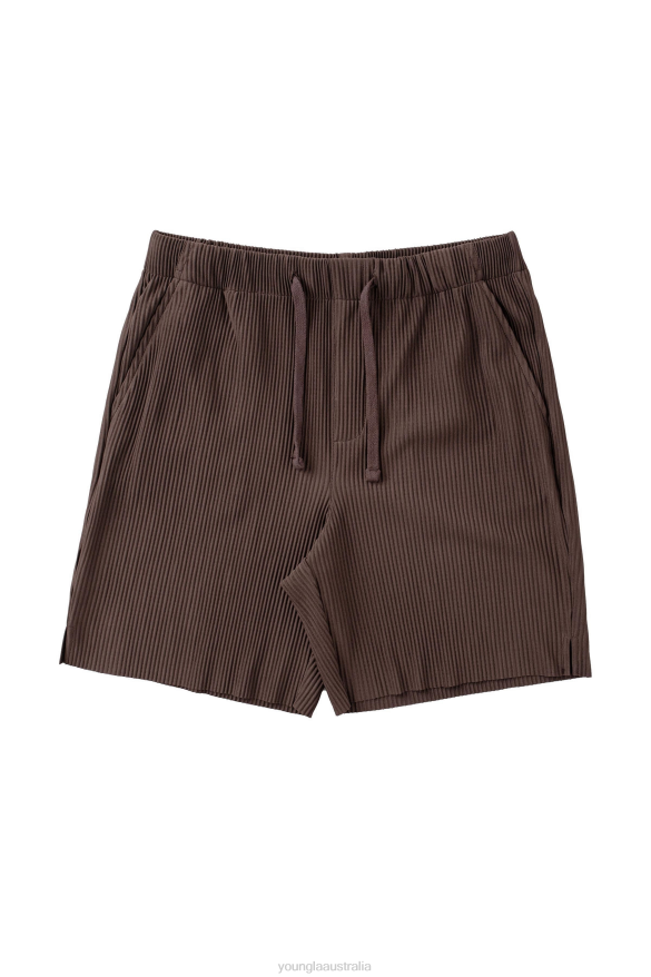 Clothing YoungLA 148 PLEATED FESTIVAL SHORTS Chocolate Men 4F2FF527