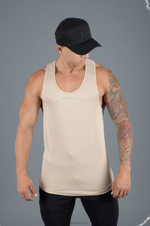 Clothing YoungLA 305 PERFORMANCE LINE TANK TOPS Beige Men 4F2FF104