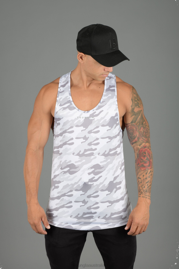 Clothing YoungLA 305 PERFORMANCE LINE TANK TOPS Camo White Men 4F2FF106