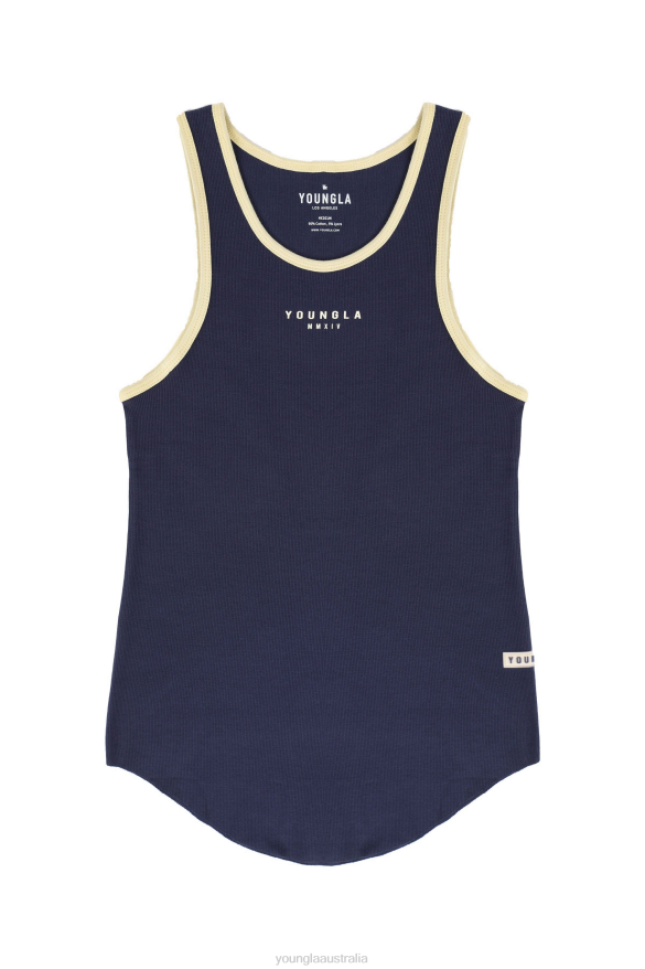 Clothing YoungLA 313 ROCKET RIB TANKS Navy Men 4F2FF52