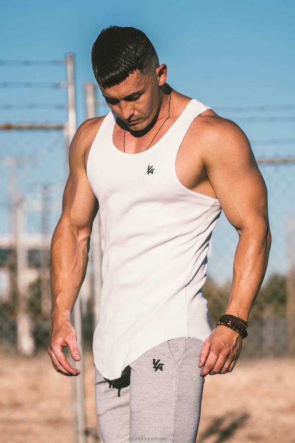 Clothing YoungLA 314 SCOOP BOTTOM RIBBED TANK White Men 4F2FF121