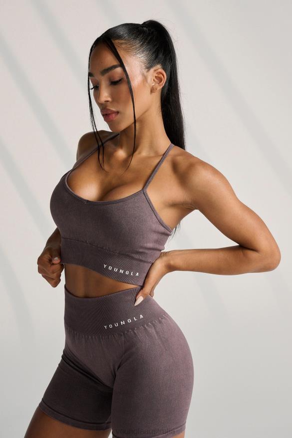 Clothing YoungLA W311 CARBON CROSS BACK SPORTS BRA Plum Truffle Women 4F2FF1006