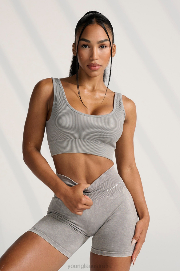 Clothing YoungLA W315 CARBON RIBBED SPORTS BRA Grey Wash Women 4F2FF1008