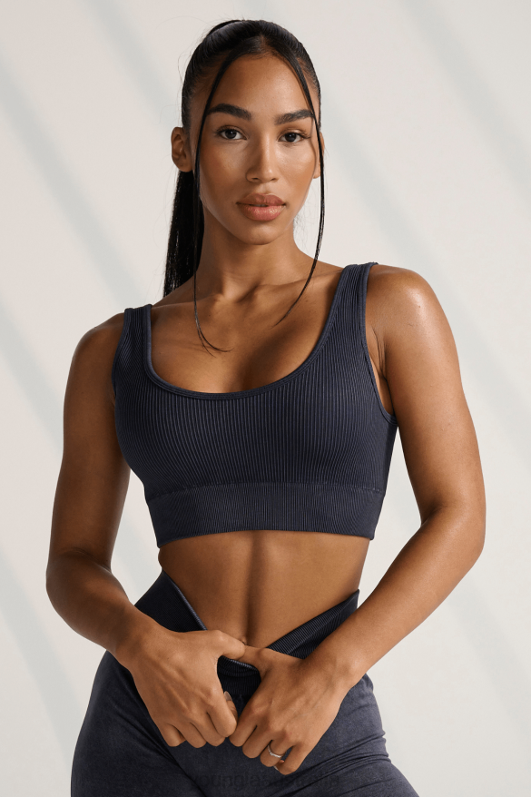 Clothing YoungLA W315 CARBON RIBBED SPORTS BRA Grey Wash Women 4F2FF1008
