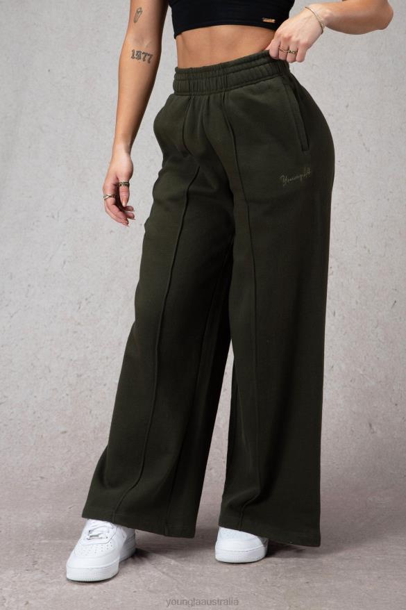Clothing YoungLA W201 WIDE LEG FLEECE PANTS Dark Olive Women 4F2FF1143
